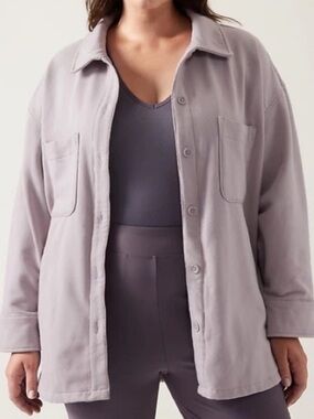 Athleta Retroplush Shirt Jacket 
Lavender Light Purple 1X